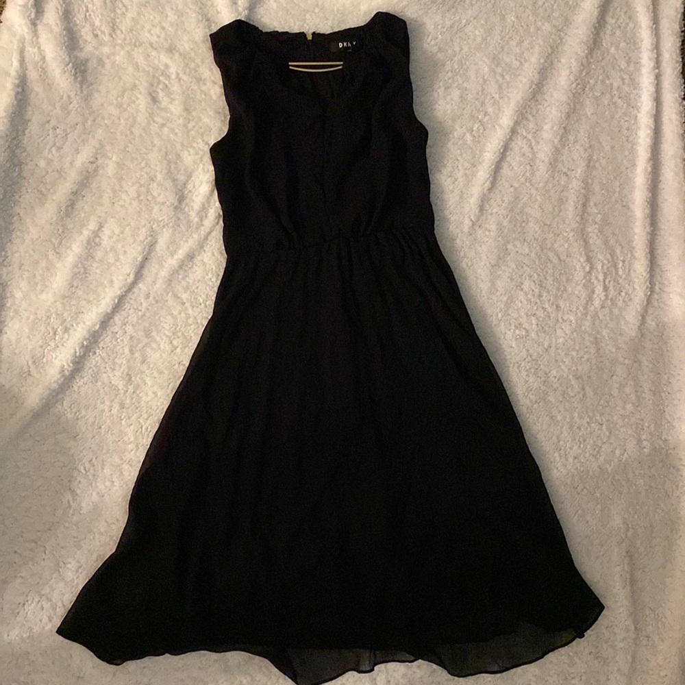 Black sheer like dress with gold accent